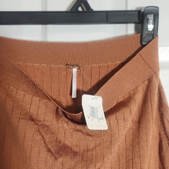 Free People Orange Ribbed Maxi Pencil Skirt Casual - Picture 3 of 8